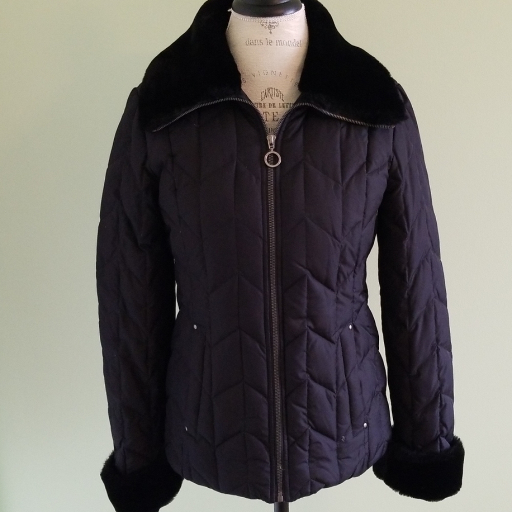 Easy Spirit Coat with Faux Fur Trim